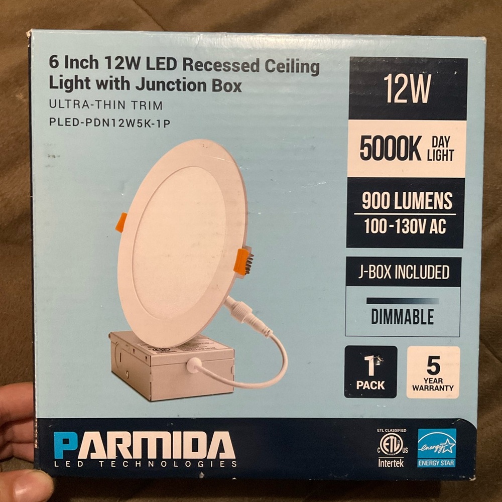 White LED Recessed Ceiling Light 900 Lumens Dimmable